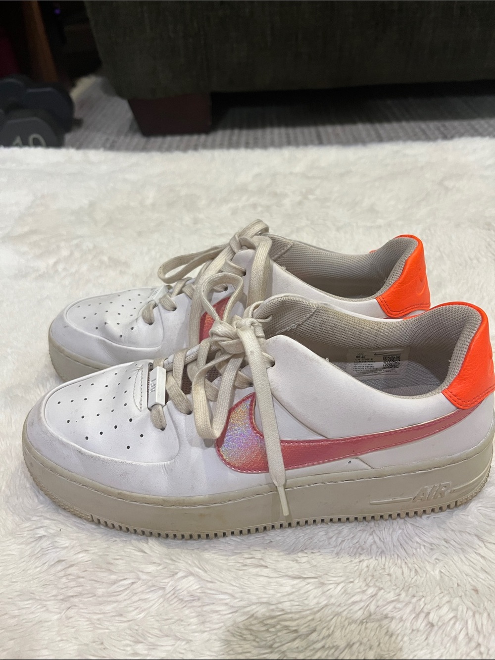 Nike Sage Low Air Force Ones size 10 pink orange